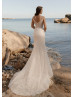 V Neck Ivory Glitter Lace Luxurious Wedding Dress V Neck Ivory Glitter Lace Luxurious Wedding Dress